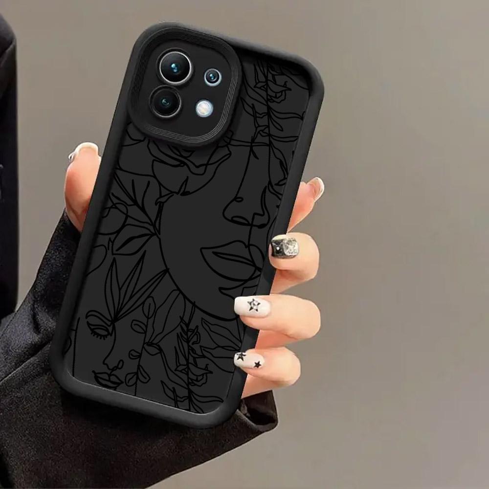 Women Line Art Face Girl Phone Case for Xiaomi Mi 14T 15T 17T Pro 15 Ultra Poco M7 M8 F8 F7 X6 X7 X8 17 Pro Max Shockproof Cover