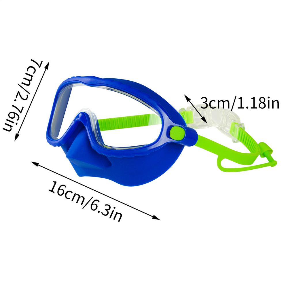 Kids Swim Goggles Snorkel Goggles Wide Vision Snorkel Diving Glasses Anti-Fog Goggles with Nose Cover No-Leak Swimming Goggles