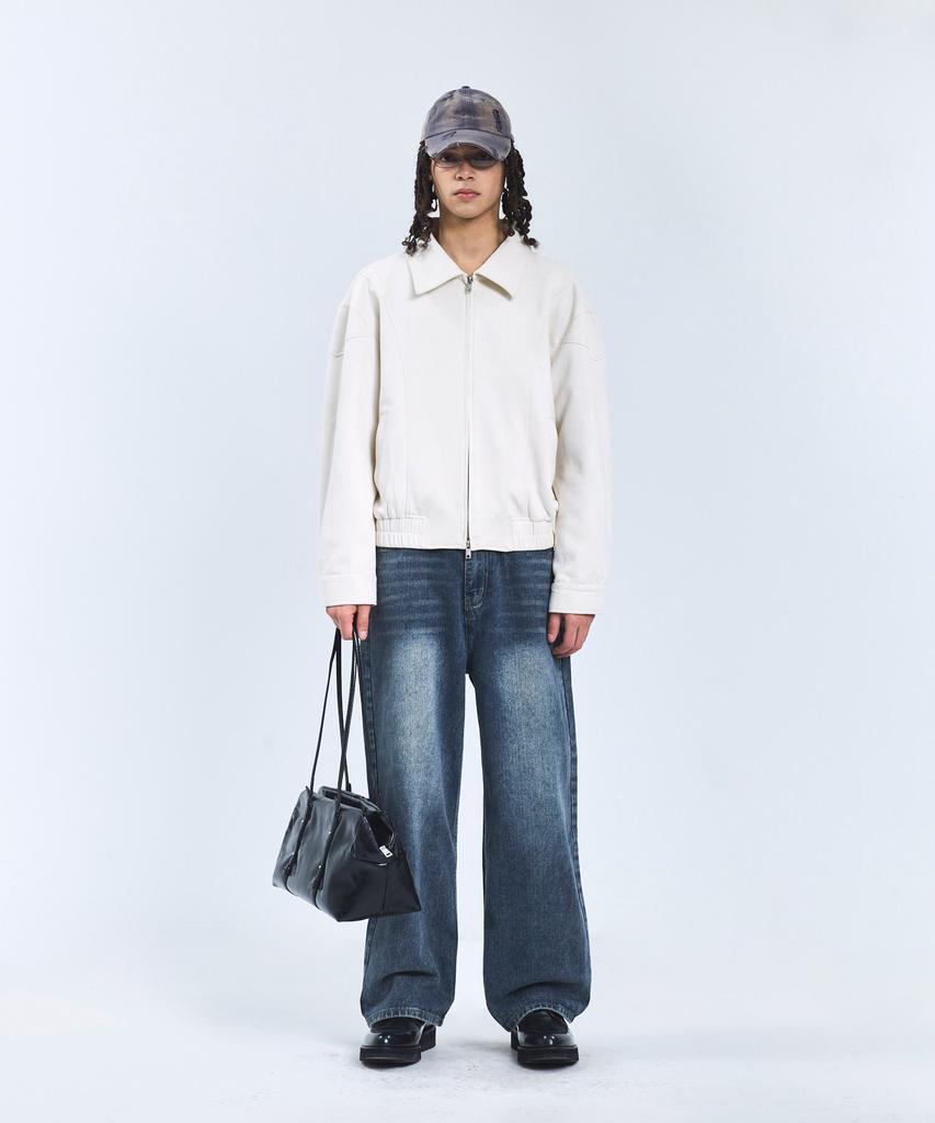 Standarderror 87-Stan061 Layer Line Suede Blouson Jacket Ivory