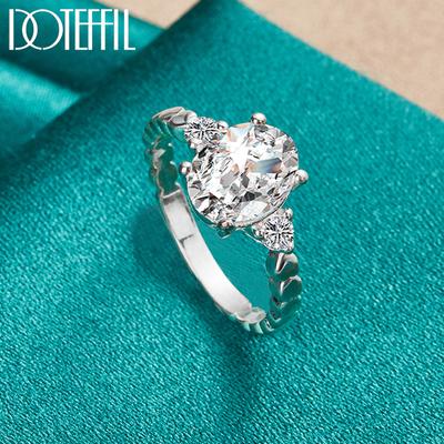 925 Sterling Silber AAA Zirkon Ring, Modischer Hochzeitsschmuck
