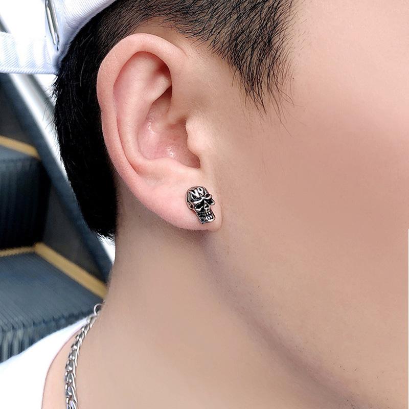 Retro Evil Skull Mask Earings for Men Women Punk Gothic Rock Hiphop Silver Color Zinc Alloy Earings Designer  Unisex Gift