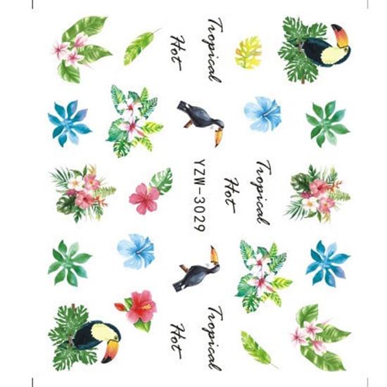 1pc 3D Nail Stickers Spring Summer Natural Flower Leaves Simulation Dried Flower Dragonfly Nail Applique Water Slides Decoration