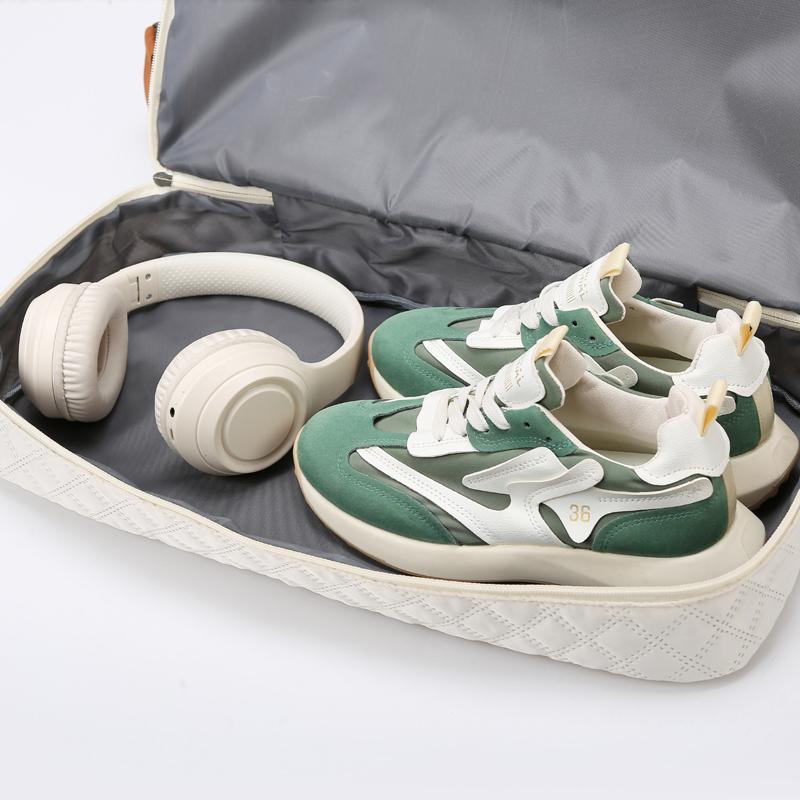 Nylon Travel Duffle Bag with Shoe Compartment, Large Capacity Argyle Pattern Casual Weekender Travel Handbag Gym Storage Bag