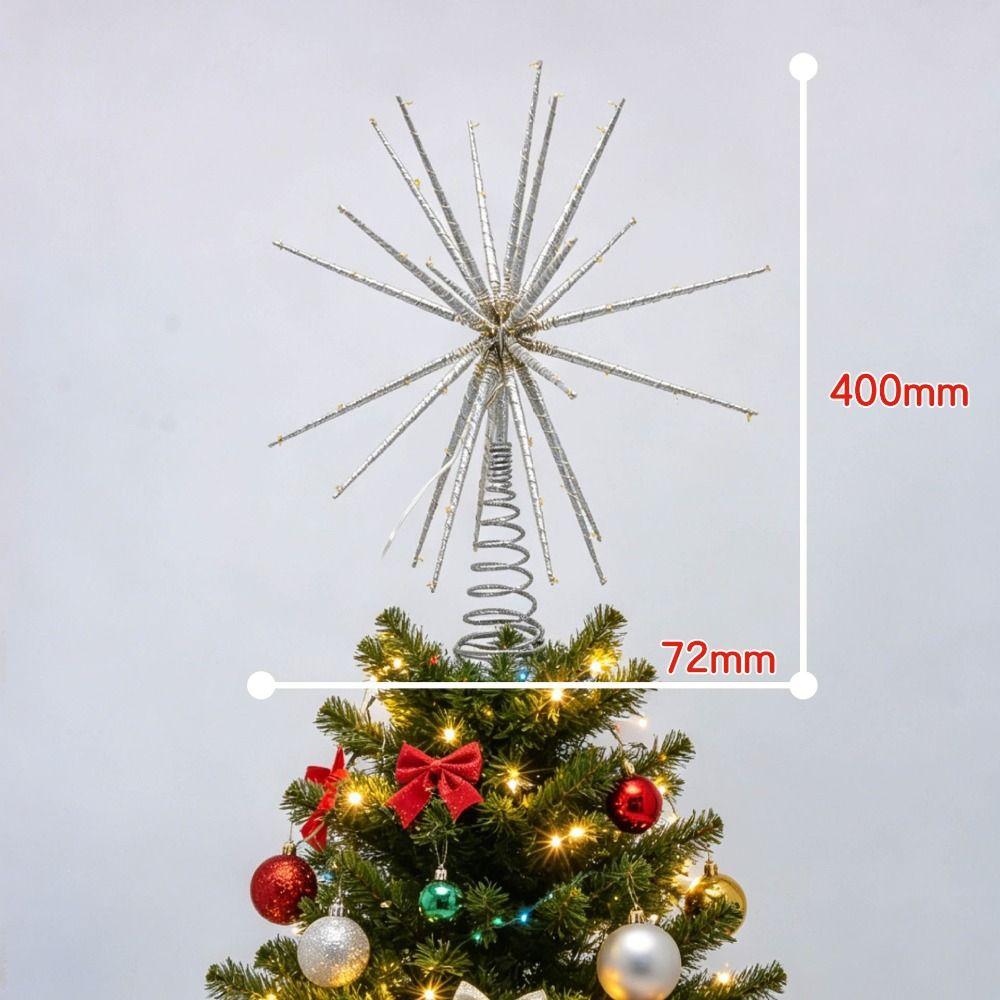 Iron Christmas Trees Topper 3D Glitter Star Glowing Tree Topper Party Decoration