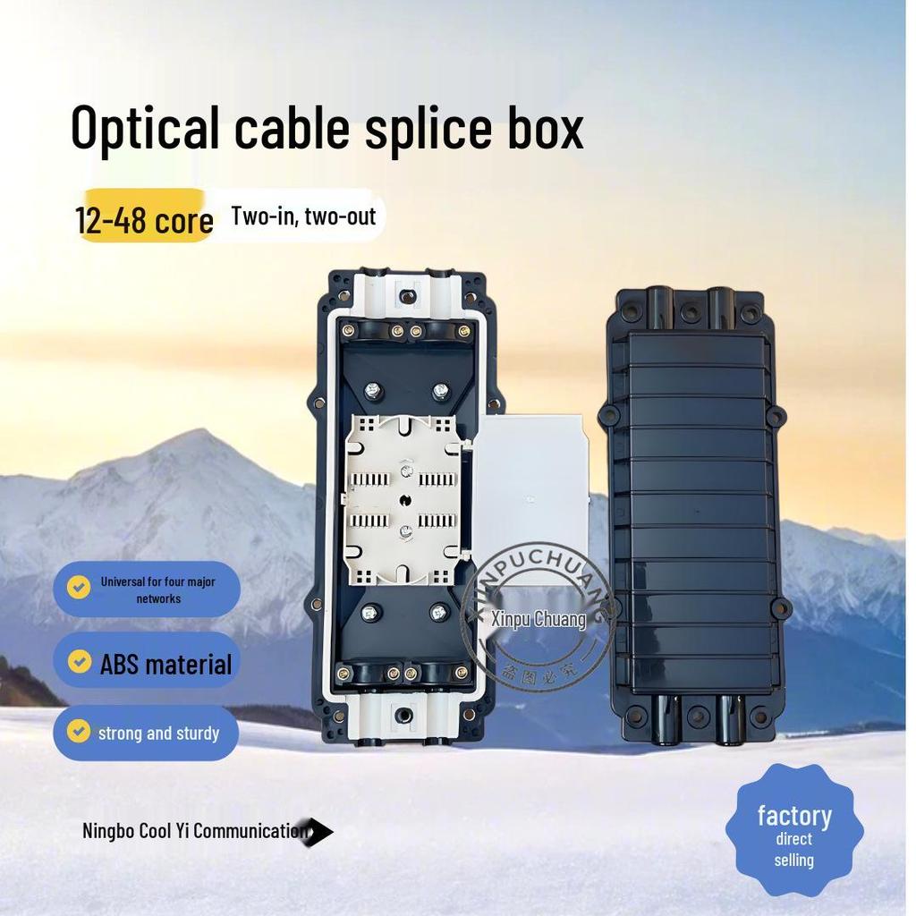 Dual-Entry 12-Core Fiber Optic Splice Closure Kit with Fusion Splicing, ABS+PC Compact Connector Box