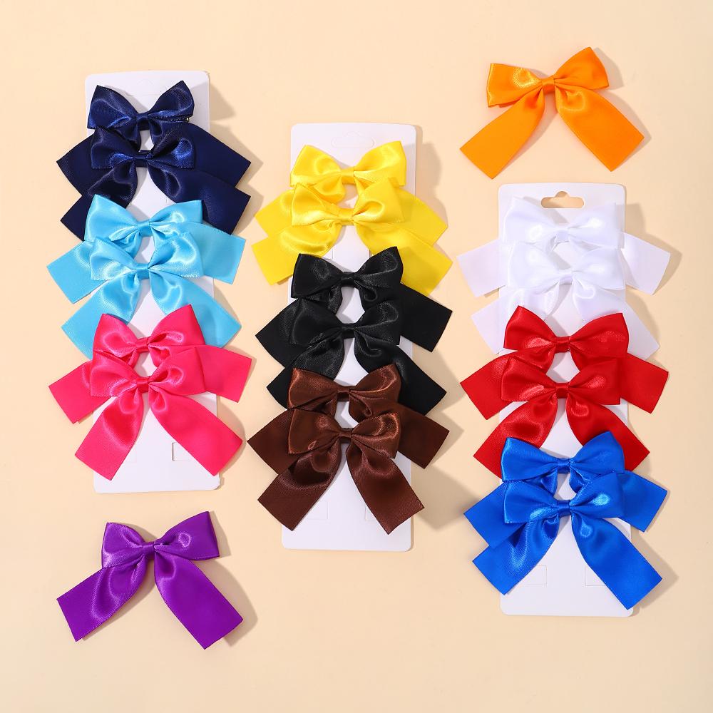 2Pcs Girl Cheer Up Bow Hairclips Delicate Ribbon Hairpins for Kids Hair Accessories 3.5inch Lovely Hair Pins Hairgripe