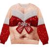 Unisex Long Sleeve Crewneck Casual Top with Christmas Holiday Print for Men and Women