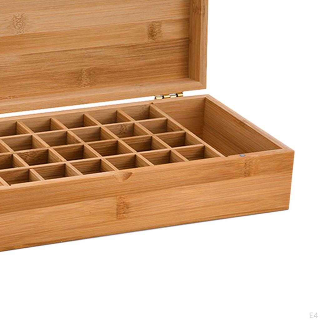 Aufbewahrungsbox für ätherische Öle aus Bambus, Reisedisplay, Kapazität für 35 Flaschen mit 5, 10 und 15 ml,