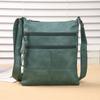 Double Zipper Retro Leather Crossbody Bag for Women Vintage Shoulder Bags Purse with Multiple Zipper Pockets Everyday Travel Bag