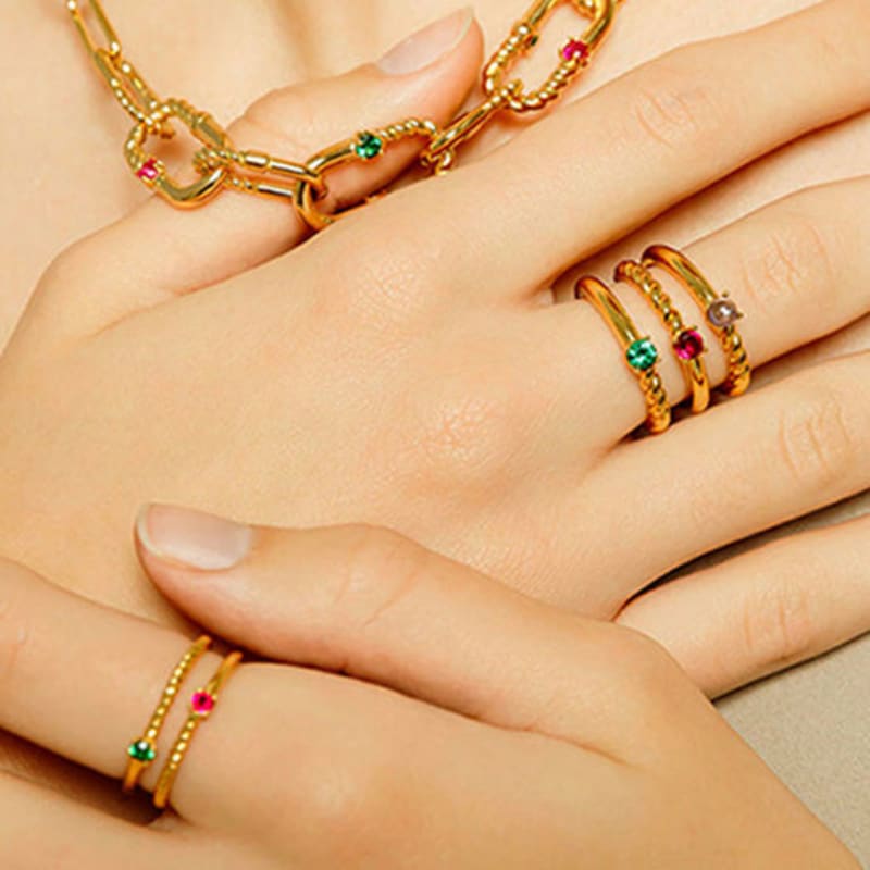 Ozel Silver925 Ellipse Two-line Open Ring PS019R