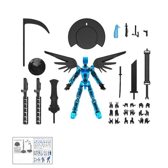 

Фигурка робота с аксессуарами, подвижные суставы, 3D-печатная модель робота, игрушка-стресс синий