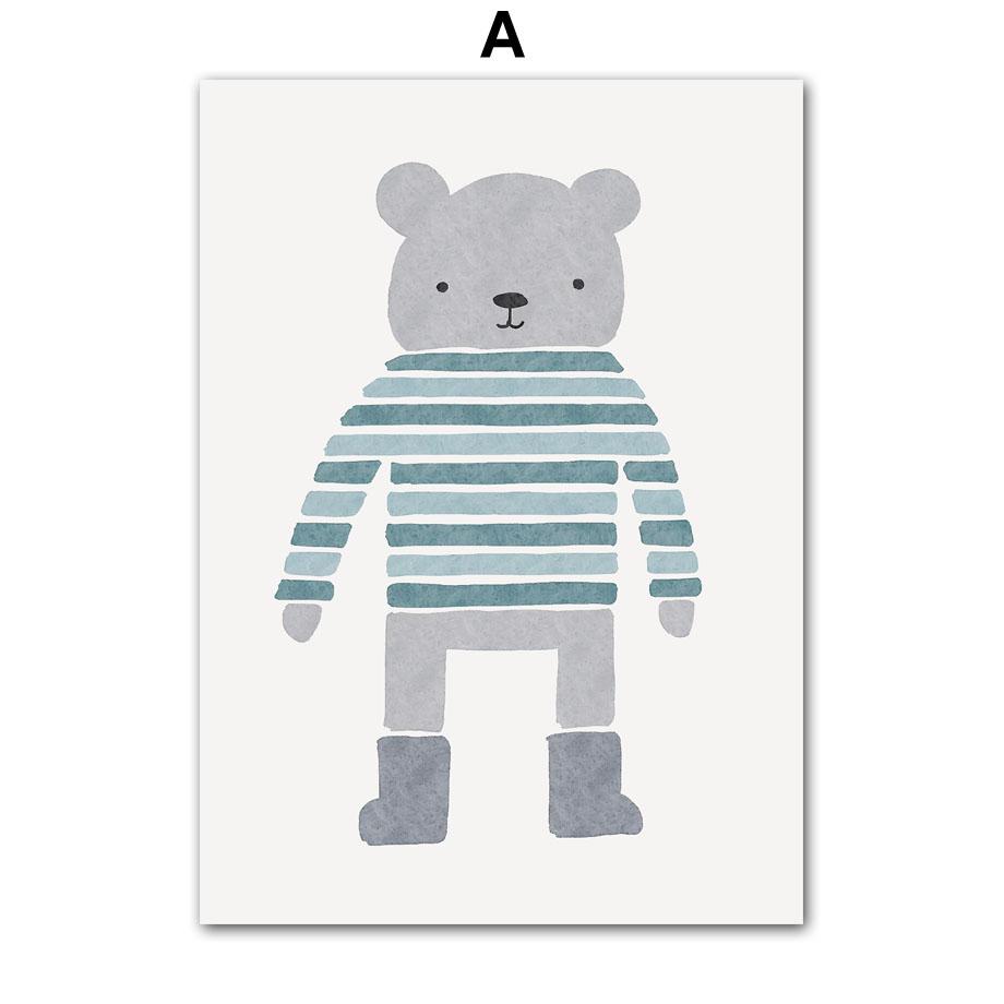 

Boho Мультфильм Медведь Машина Радуга Алфавит Цитаты Настенное Искусство Скандинавские Плакаты Картины Детская Комната Декор Детская Холст Живопись Печать 21x30cm No Framed