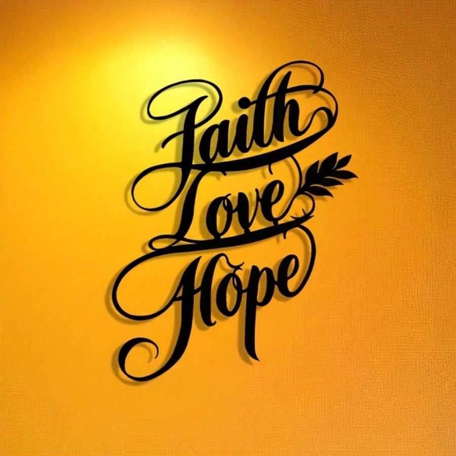 Abstract Metal Wall Art Love Hope Holiday Decor Reusable Gift for Home Office Cafe Housewarming