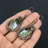 Larimar Gemstone Handmade Pure Copper Wire Wrap Amazing Jewelry Earrings