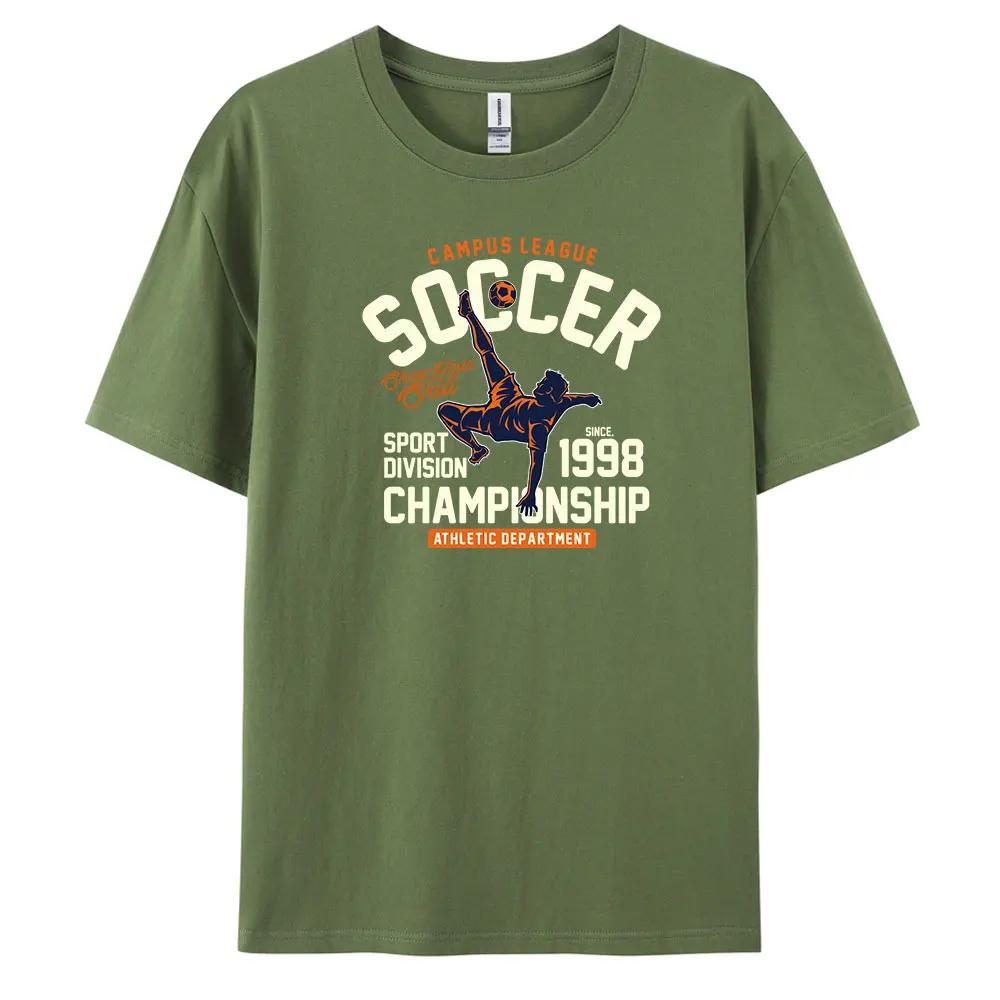 

Soccer Men s Casual Short-sleeved T-shirt with 100% Cotton Fashion print Tees oversize 4XL