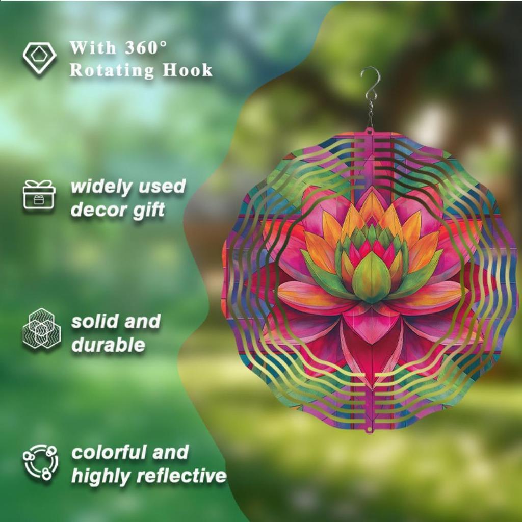 10 Inch Bohemian Metal Wind Spinner Chime for Outdoor Garden Decor Rotating Two Way Hanging Gift for Mom Christmas