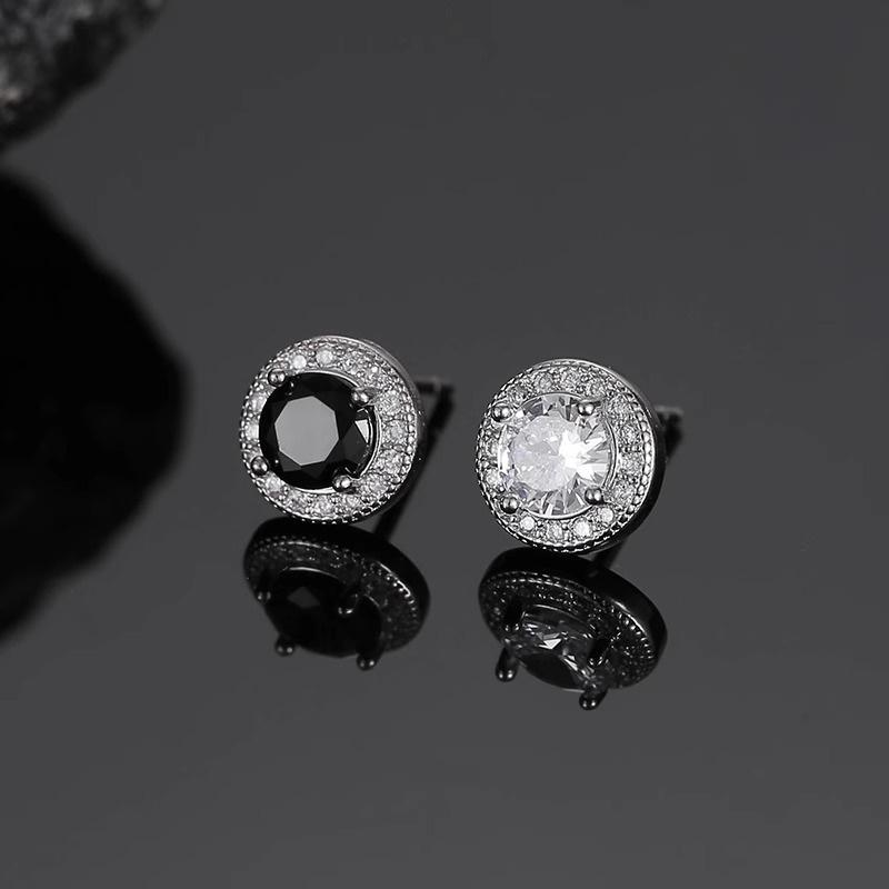 Trendige 925er Sterling Silber Nadelohrringe für Herren Schmuck Charmante Kristall Schwarze Ohrringe Männliche Piercing Accessoires