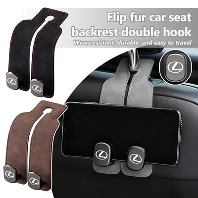 2 In 1 Car Headrest Hook Suede Rear Seat Hanging Dual Hook Alloy Hook Storage Hanger For CT ES GS NX IS250 RX350 IS200