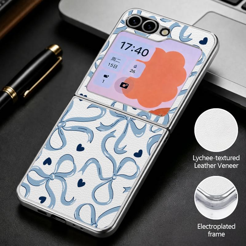 Colorful Bowknots Print Case For Samsung Galaxy Z Flip 8 7 6 5 Z Flip8 Flip7 Flip6 Hybrid 3in1 Plating Leather Skin Folding Phone Cover