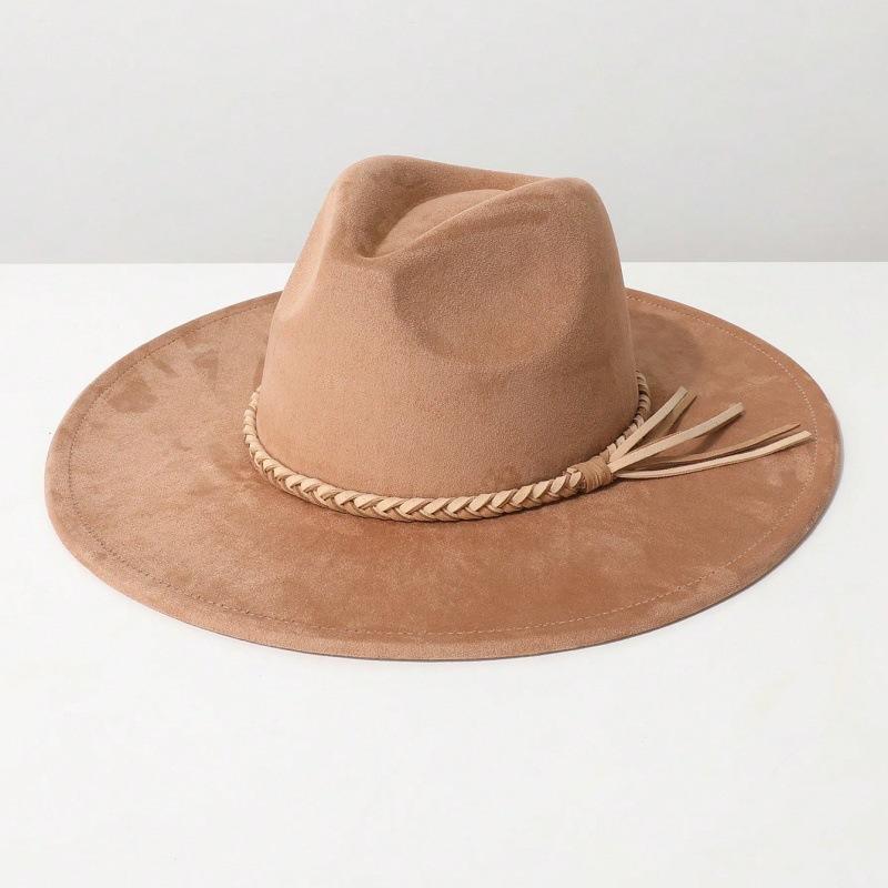 Suede Felt Hat for Men and Women, Couple's Large-brimmed Hat, Flat-brimmed Gentleman's Hat