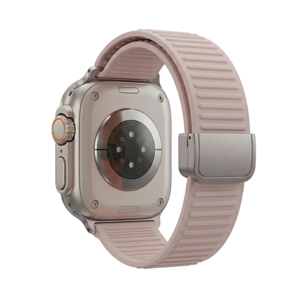 For Apple iWatch 8/9: Mountain Texture Magnetic Loop Silicone Band S11