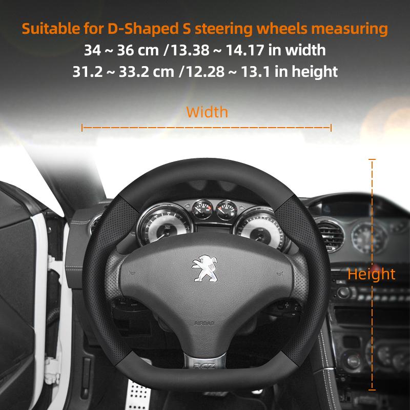 For Peugeot Carbon Fiber Texture Perforated Leather Steering Wheel Cover 508 3008 207 2008 307 Sw 308 206 208 5008 301 Expert