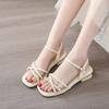 Fashion CRLAYDK Fashion Women's Low Square Open Toe Heeled Sandals Strappy Dressy Ankle Strap Summer Casual Party Rhinestone Shoes