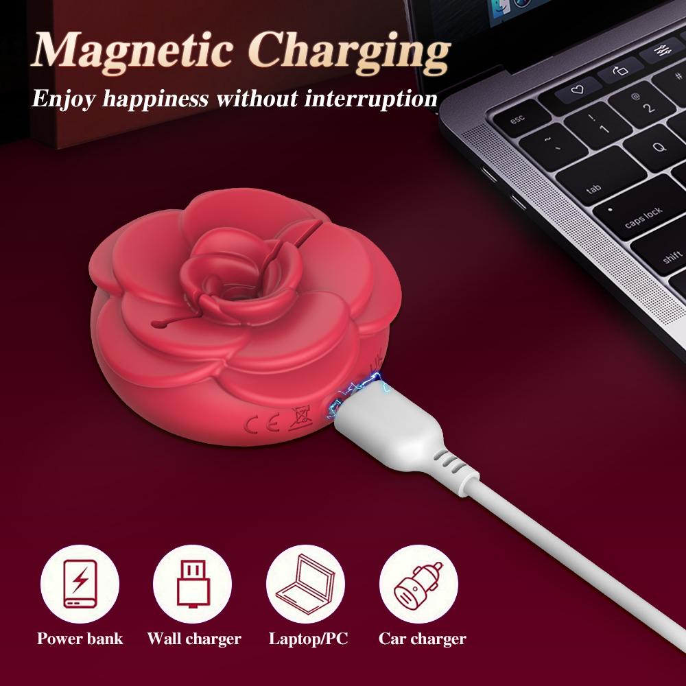 APP+remote Control 9 Modes Wearable Vibrating Nipple Clamp Rose Silicone Breast Clamp Breast Massager Couple Waterproof Sex Toy