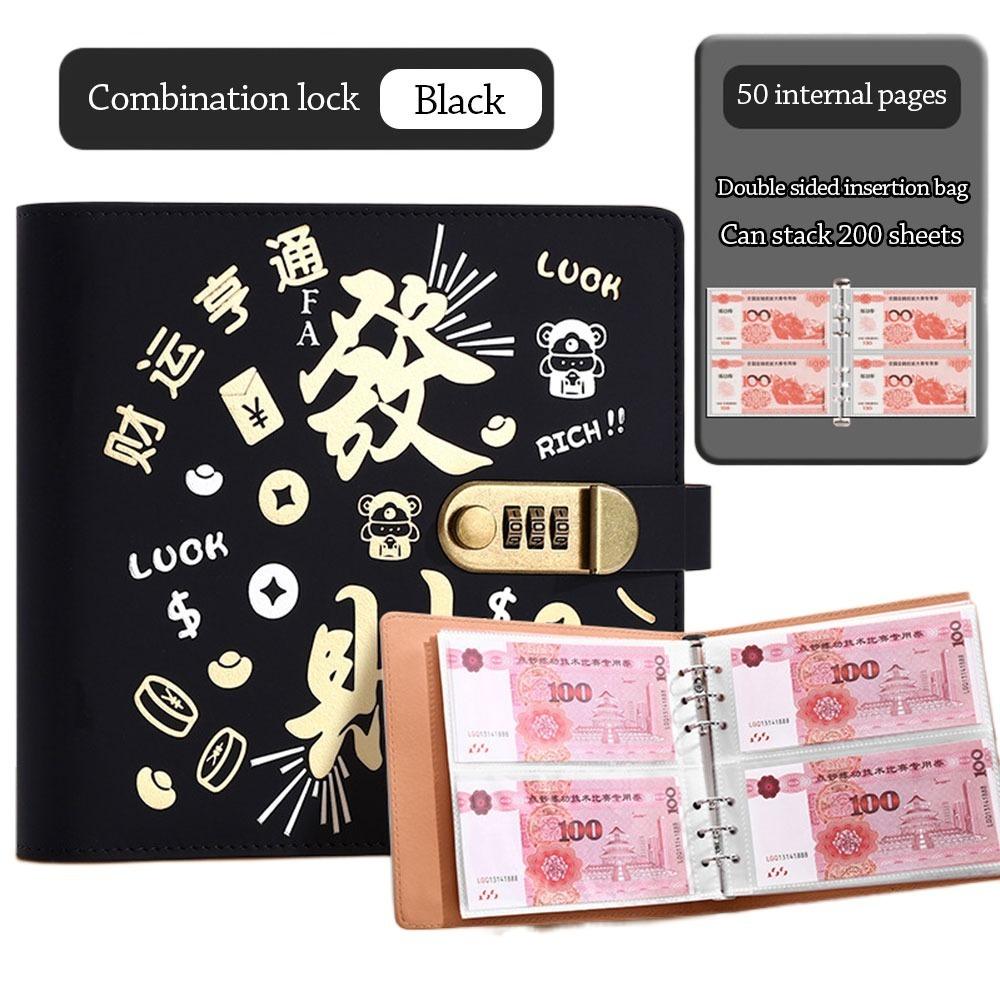 

Get Rich Money Collection Book With Password Lock Savings Binder Couples чорний