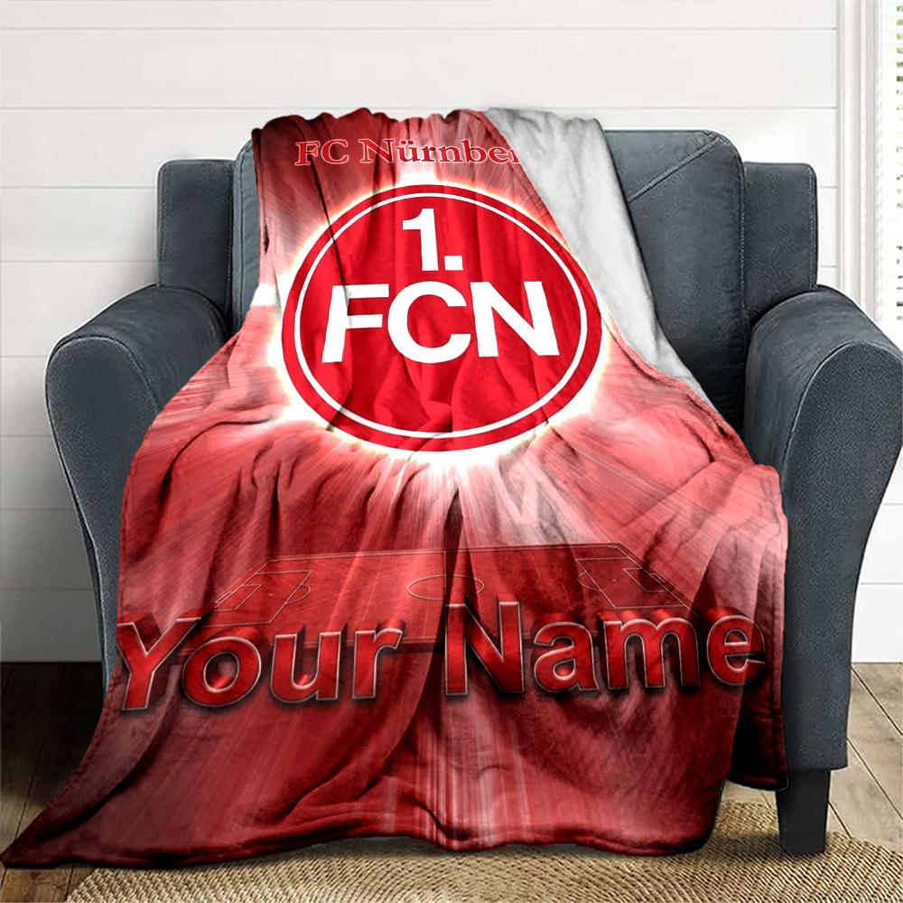Name Custom 1.FC Nürnberg Logo Print Flannel Blanket High Quality Warm Comfortable Cover for All Seasons Perfect for Gifts Home Decor