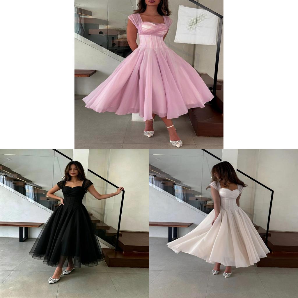 Summer Elegant Dress For Women With Polyester Fabric And A Line Silhouette For Office And Casual Wear