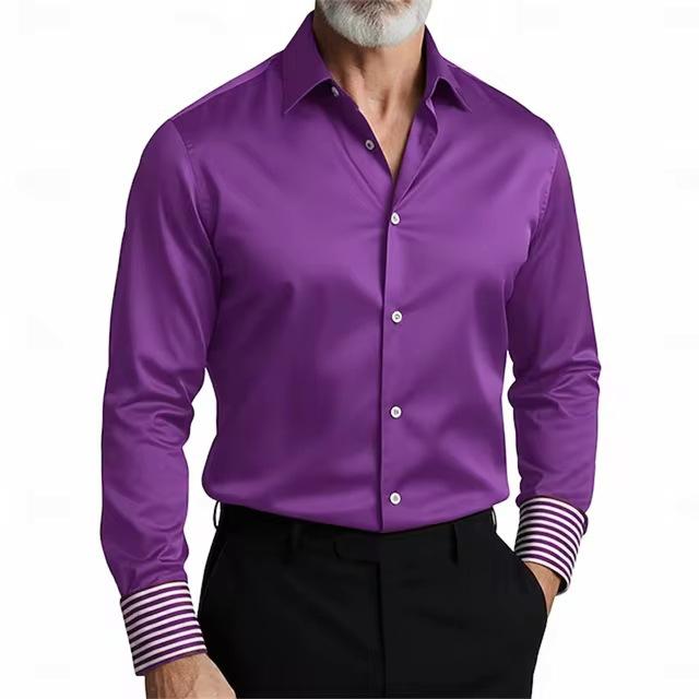 Business Men's Long Sleeve Shirt Simple Casual Solid Color 1D Printed Long Sleeve Casual Shirt Men's