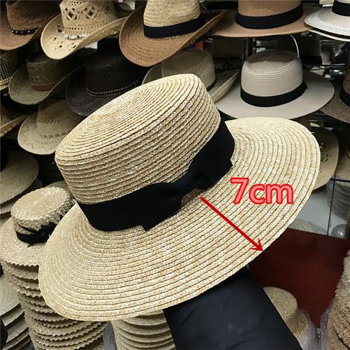 01904-axi  Classic pure color handmade straw  lady holiday beach fedoras  cap men women outdoor panama jazz hat