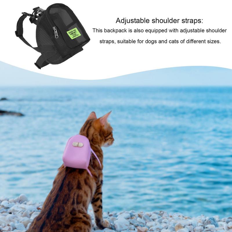 Pet Backpack Harness Mesh Dog Harness Backpack With Leash Pet Self Carrier Poop Bag Dispenser No Pull Saddle Bag Vest For