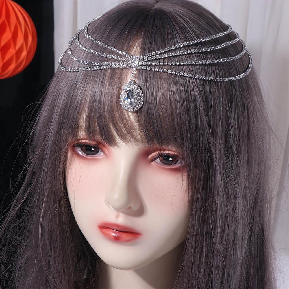 Water Drop Rhinestone Head Chain Bohemian Boho Headband Fashion Forehead Chain  Wedding