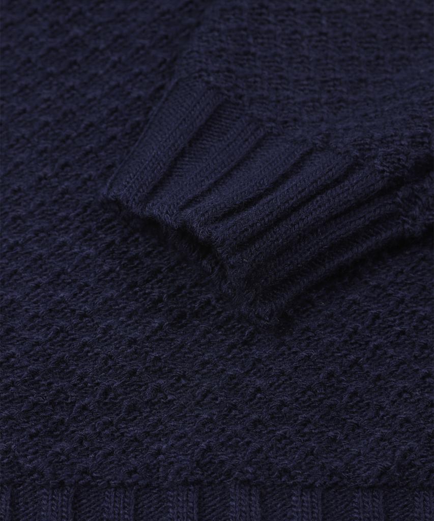 PANICALE Roll Neck Honeycomb Wool Blend Sweater [Navy]