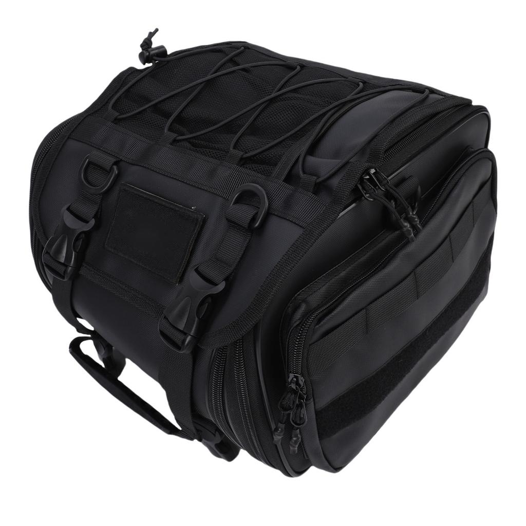 Motorcycle Tail Luggage Bag 20L-30L Expandable Multi Pockets Motorbike Trunk Storage Bag with Rain Cover and 4 Mounting Straps
