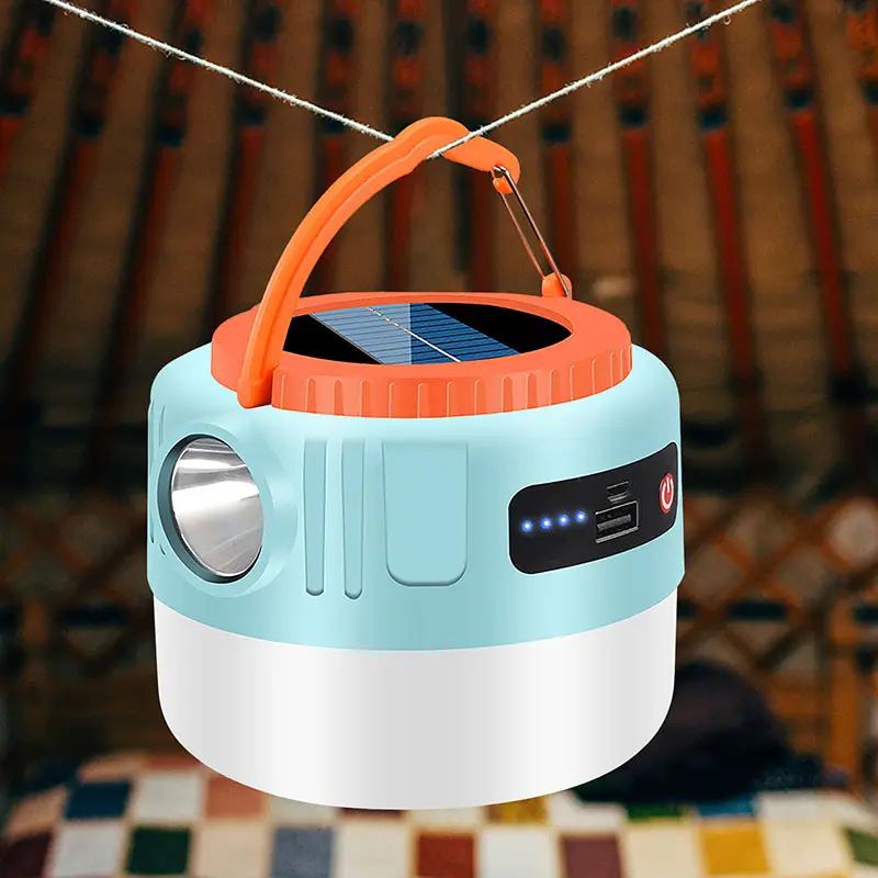 Solar & USB Rechargeable LED Camping Lantern, Portable, with Remote Power Bank Function for Emergency, Hiking, Fishing, ,Hurricane Camping Lighting