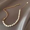 New Design Freshwater Pearl Beaded Stainless Steel Rope Chain Choker Necklace for Women Party Wedding Trendy Jewelry