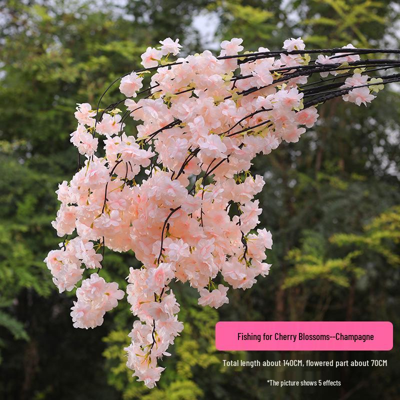 Silk Cherry Blossom Branch Artificial Vine: Floral Decoration for Weddings and Indoor Spaces