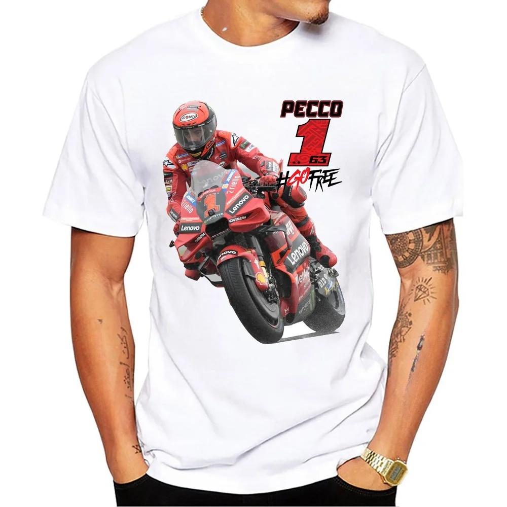 Francesco Bagnaia Pecco 1 GP Riding T-Shirt Hip Hop Boy Rider Casual T Shirt Pecco 63 Man Motorcycle Sport Racing White Tees
