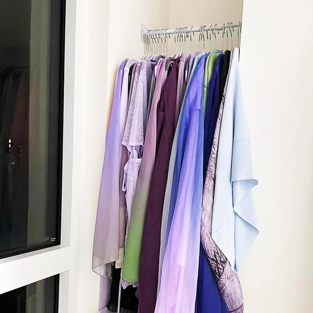 Spring Tension Rod Holder, 4 Packs Transparent Shower Rod Bracket No Drilling, Adhesive Tension Curtain Rod Retainer Shower Curtain Rod Holder, 2.15