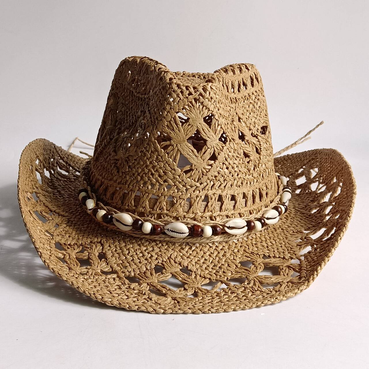 

Straw Western Cowboy Hat Double Concave Top for Women Men Classic Vintage Hollow Out Unisex Curled Wide Brim Sun Hat cowboy hat M55-58cm