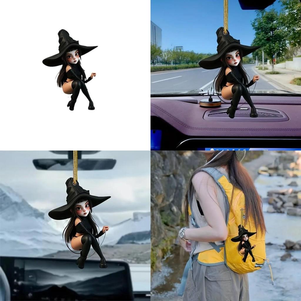 Decoration Car Witch Acrylic Halloween Pendant Cartoon Motif Interior Vehicle