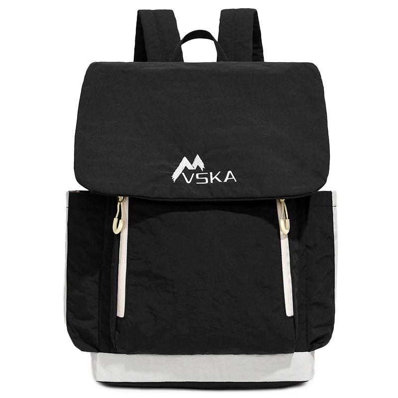 Unisex Contrast Backpack Lightweight Travel Large Capacity Backpack Student Schoolbag чёрный