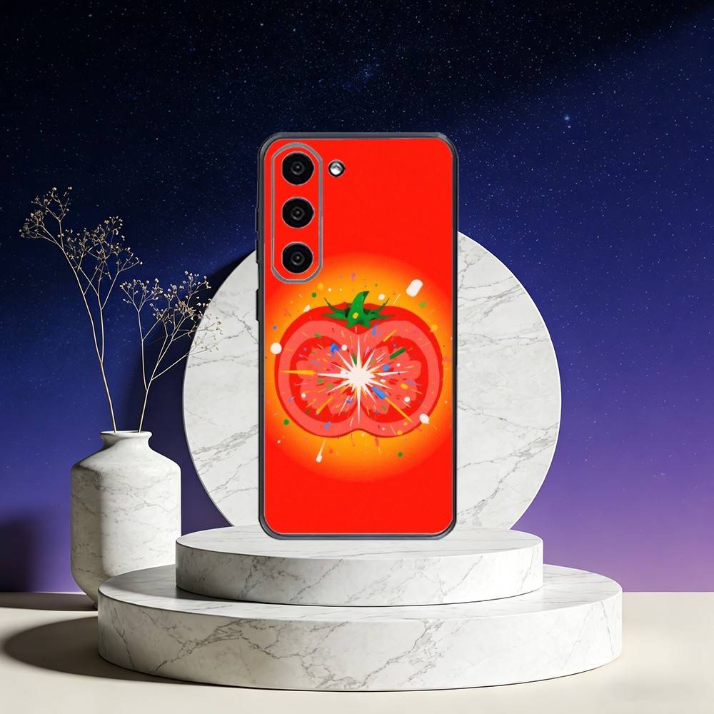 Ins cute Tomatoes Phone Case For Samsung Galaxy A73,A72,A71,A70,A53,A52,A51,Others Soft Black Cover