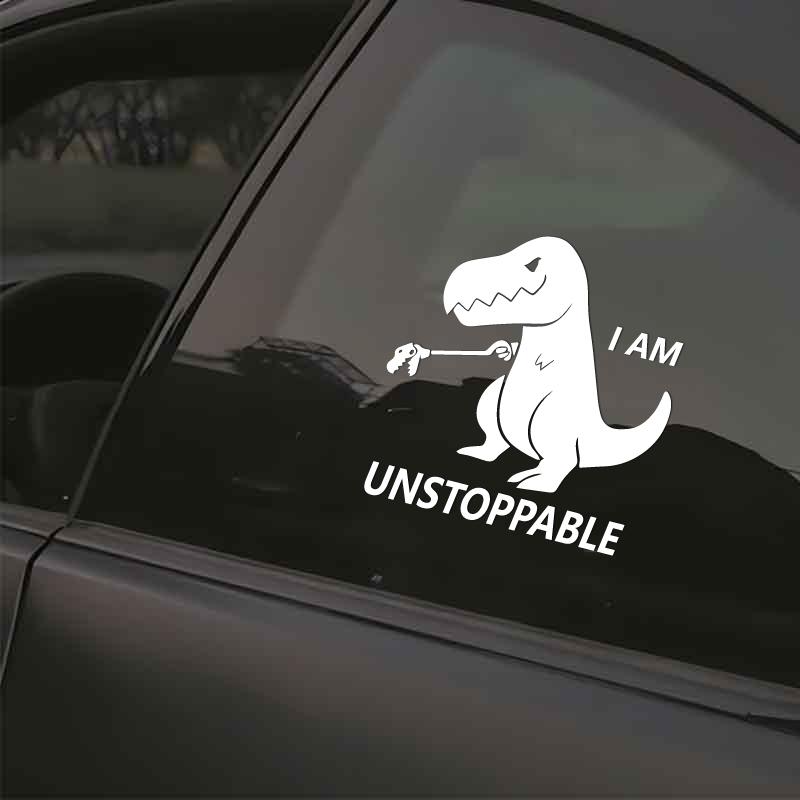 "I AM UNSTOPPABLE"Dinosaur stickers,For Car Door And Window Decoration Stickers Car Accessories decal