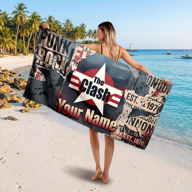 The Cure Customized Name Text Beach Towel, Soft Absorbent Towel Beach Pool Travel Personal Gift