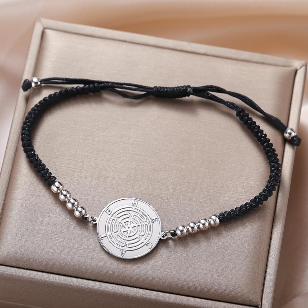 Dawapara Wheel of Hecate Bracelet Wiccan Goddess Ancient Greek Blessing Protection Prosperity Symbol Stainless Steel Jewelry
