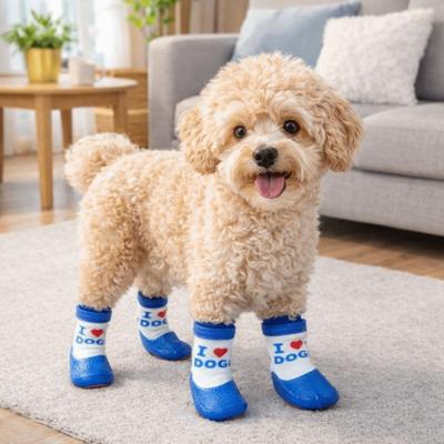 4 Pieces/set Waterproof Pet Socks Booties Anti-Slip Soft Sole Dog Foot Covers Adjustable Wear Resistant Pet Paw Protector